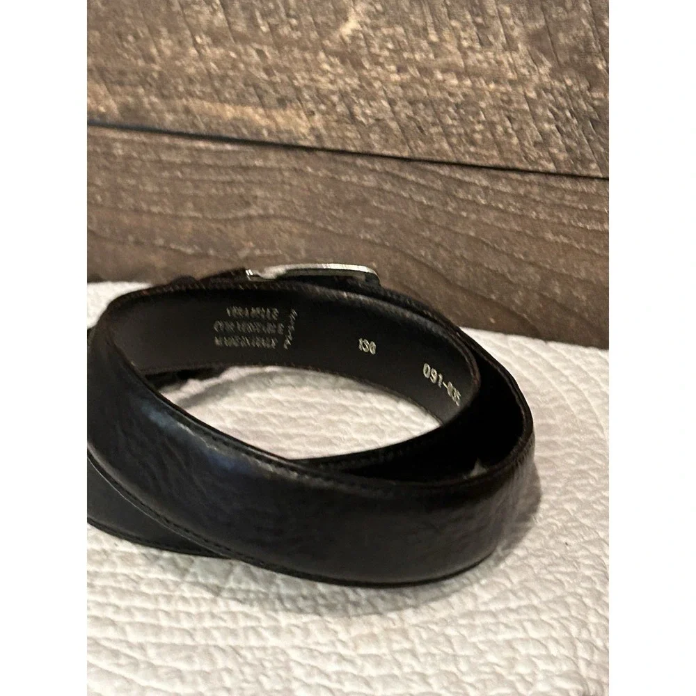 Vera Pelle Belt Black Suede Leather Silver Buckle Made In‎ Italy Unisex